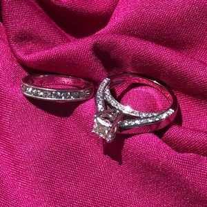 Princess Cut Diamond White Gold Wedding Ring Set